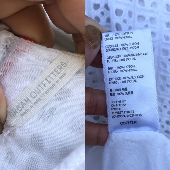 UO Madiera White Eyelet V Neck Midi Dress XS - Picture 12 of 12